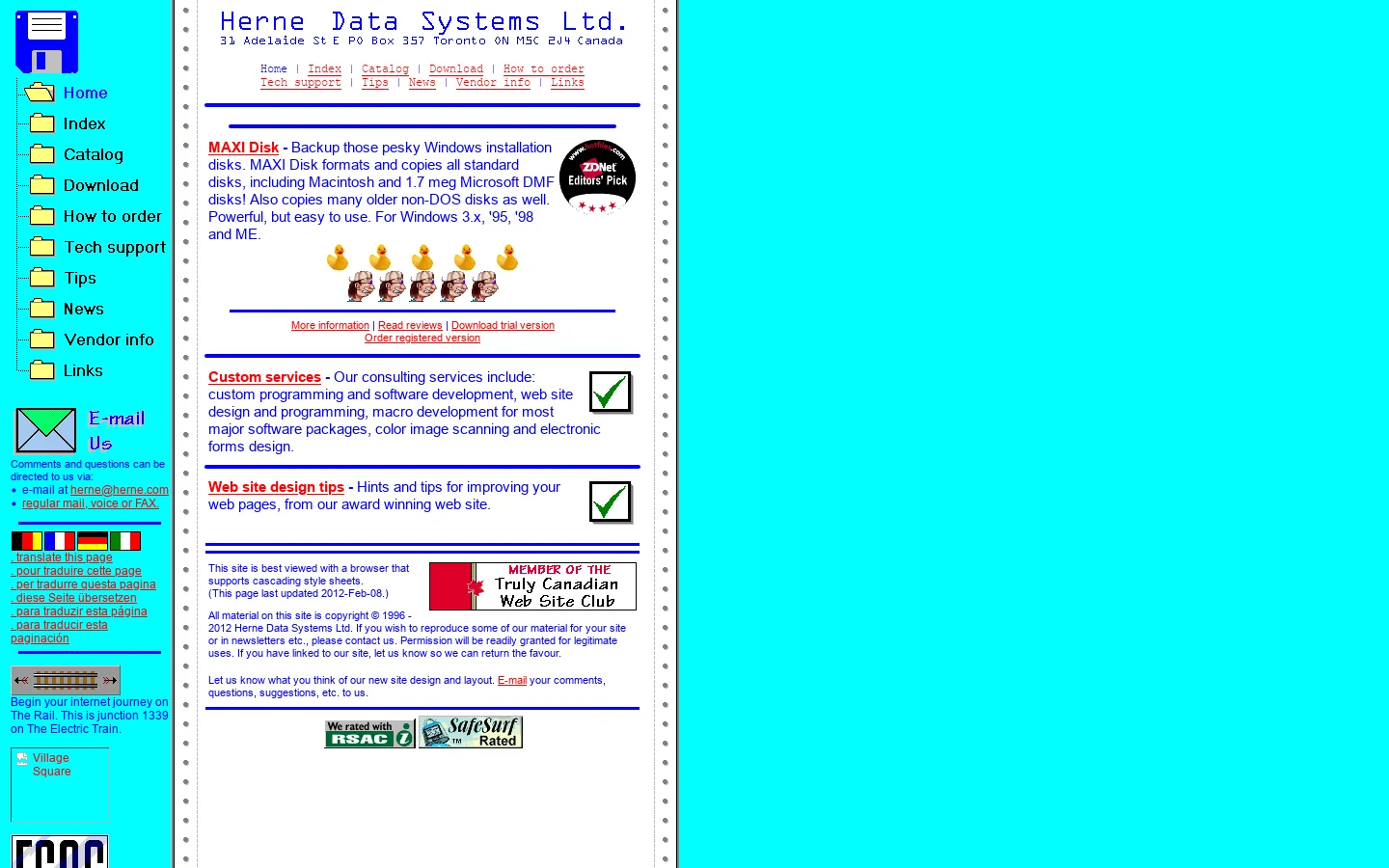 Shareware, freeware and more from Herne Data Systems Ltd. 首页截图