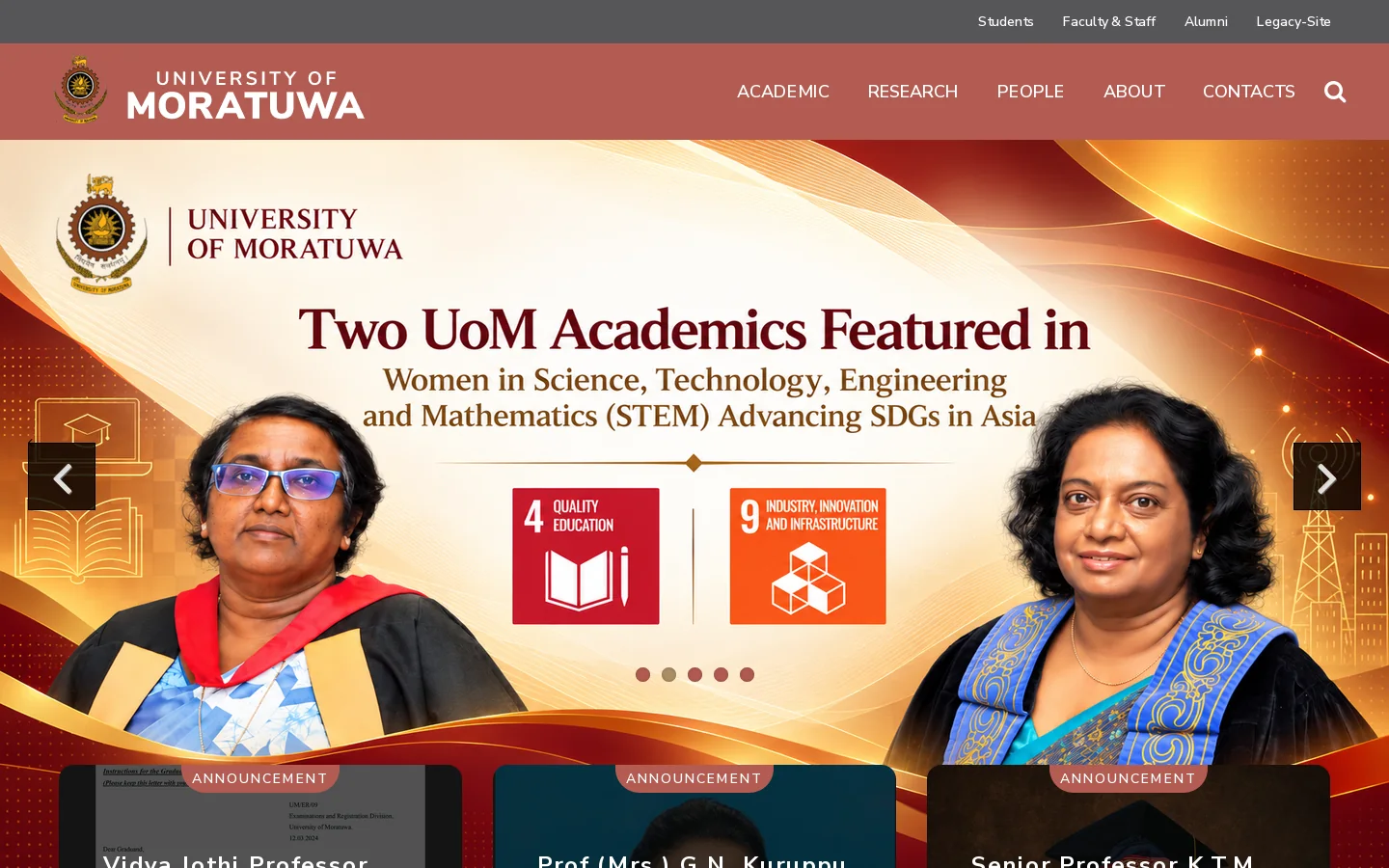University Of Moratuwa 首页截图