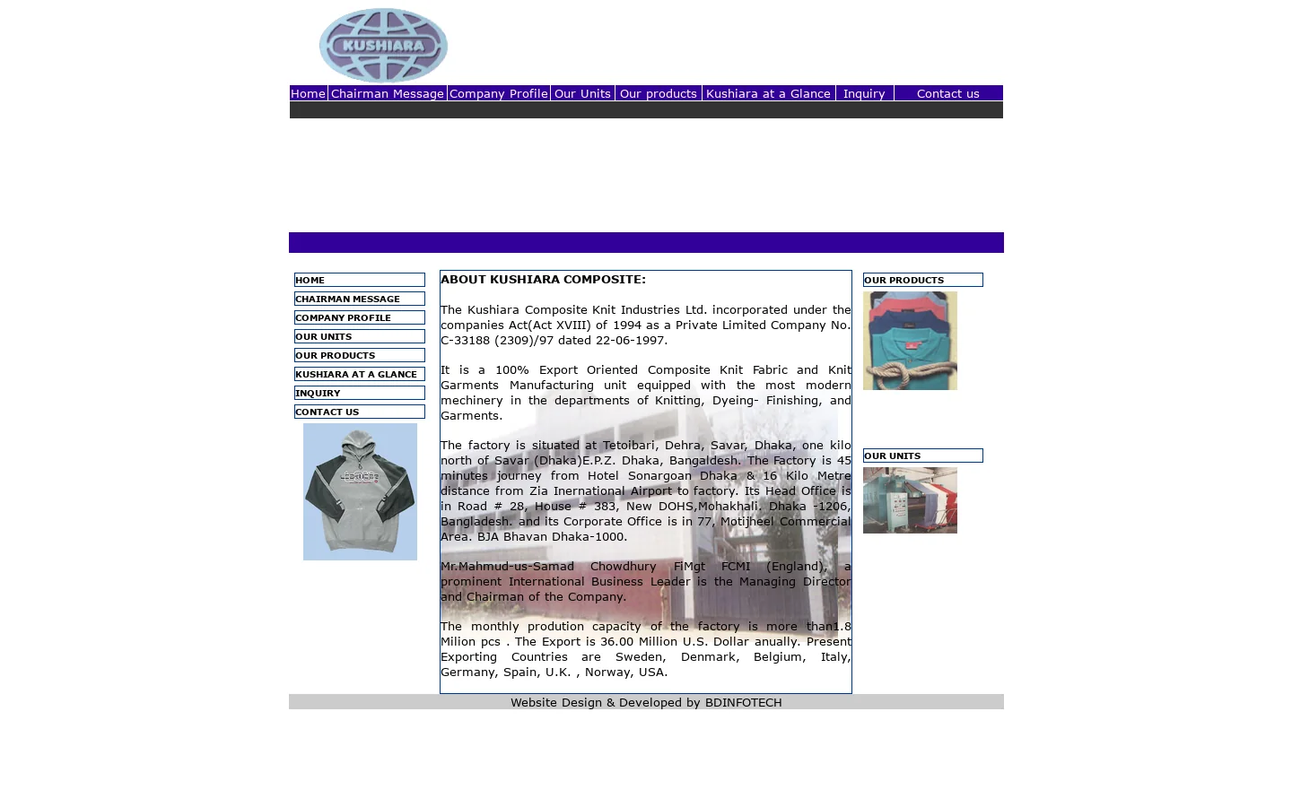 Kushiara Composite Knit Industries Ltd. 首页截图