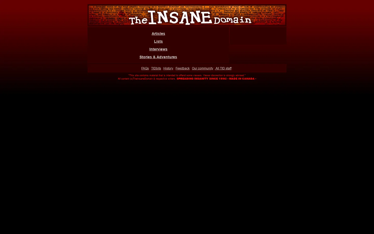 TheInsaneDomain.com 首页截图