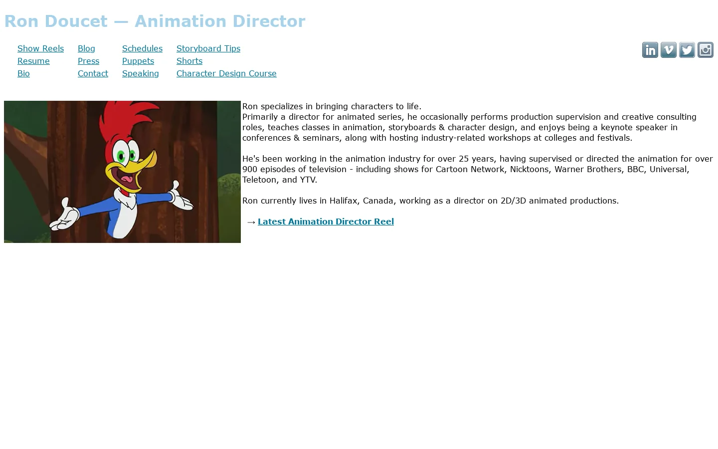 Ron Doucet | Animation Director 首页截图