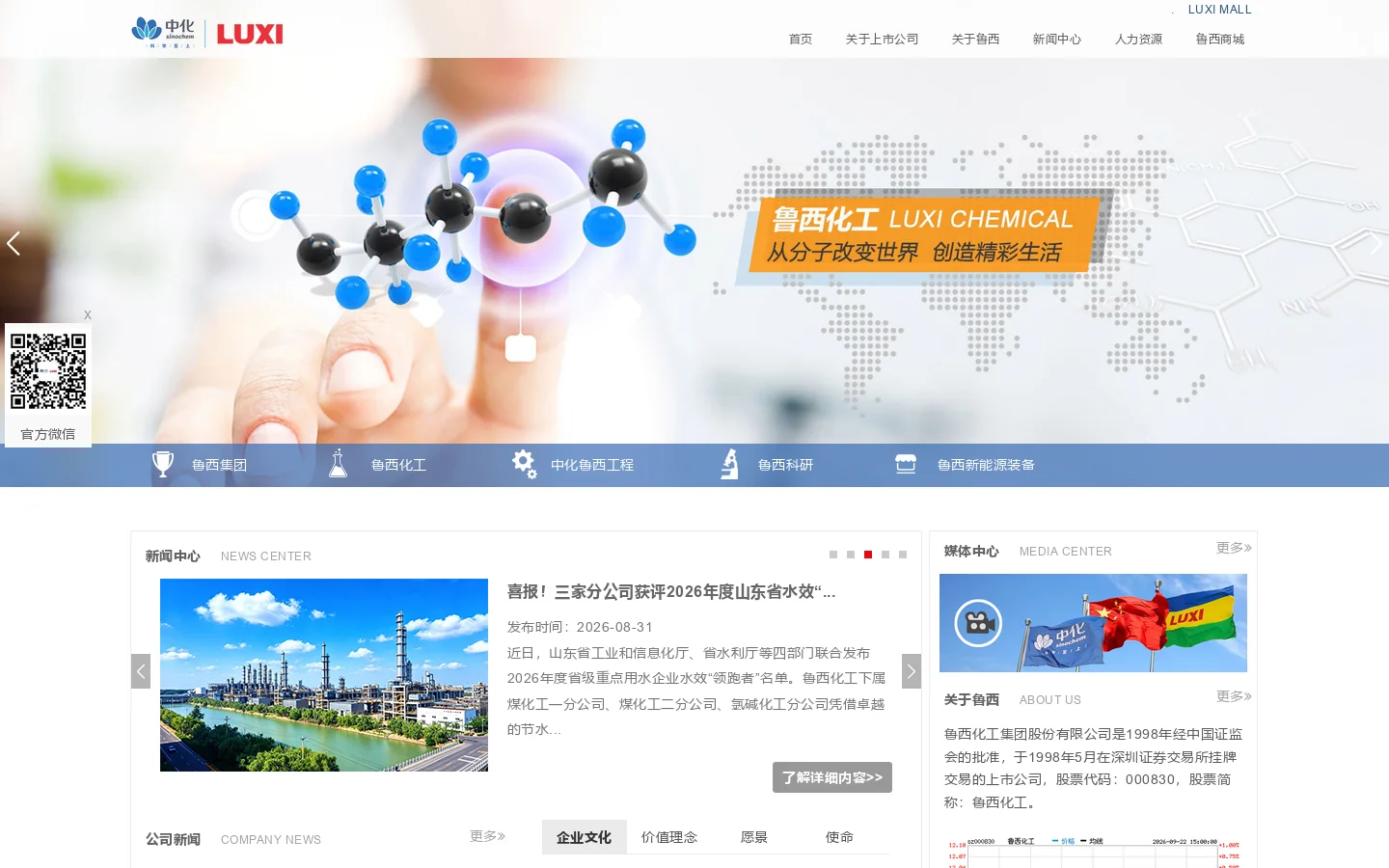 鲁西化工集团股份有限公司 > 首页 首页截图