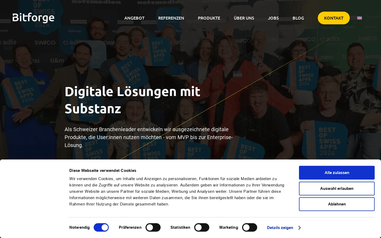Digitalagentur für App- und Web-Entwicklung - Zürich, Bern, Basel 首页截图