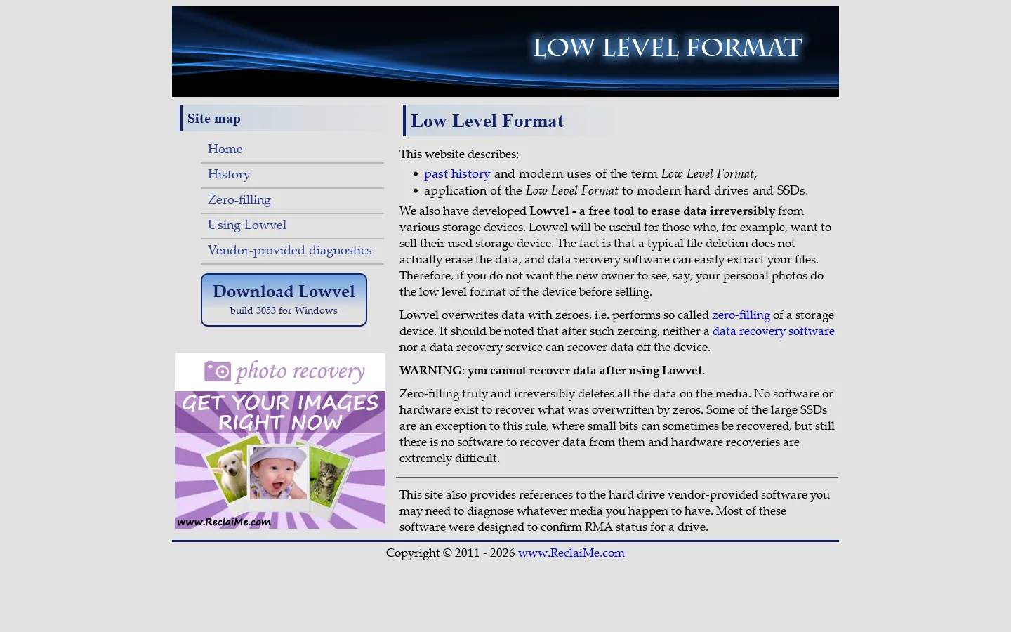 Low Level Format 首页截图
