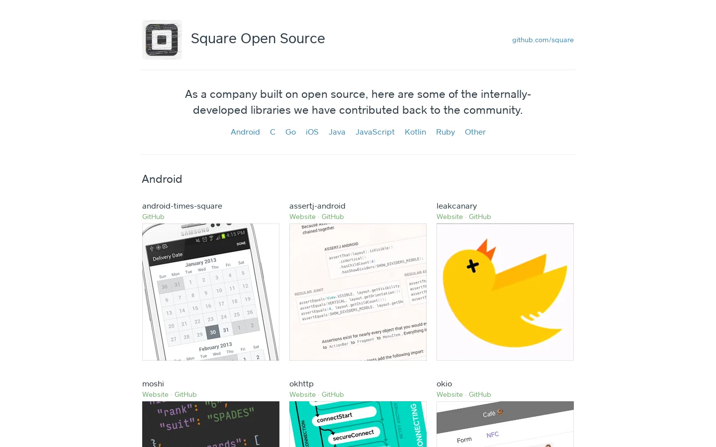 Square Open Source 首页截图
