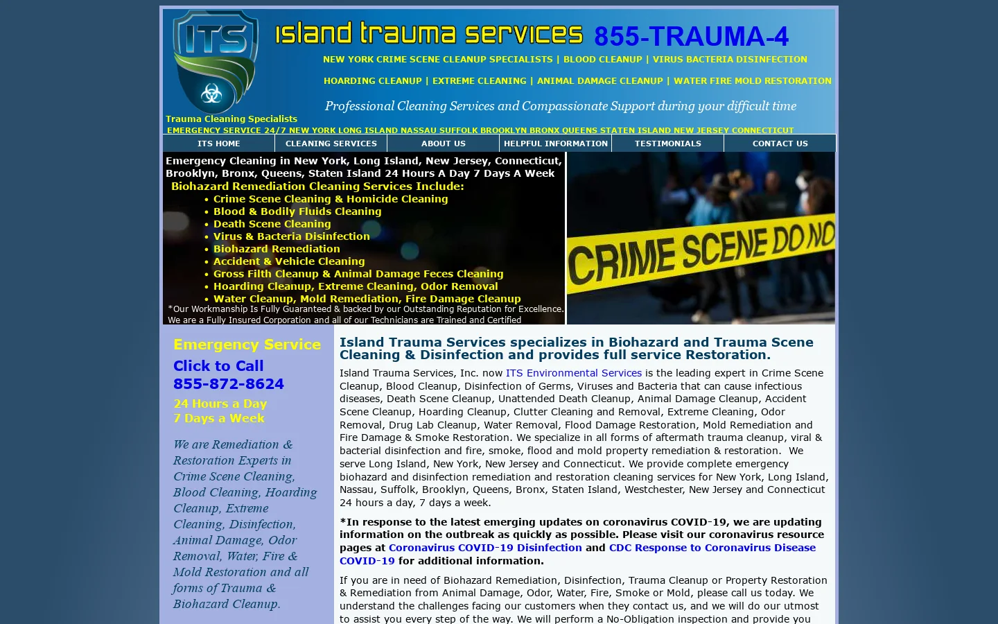 New York Crime Scene Cleanup Specialists, Blood Cleanup, Disinfection, Biohazard Cleanup, New York and Long Island 首页截图