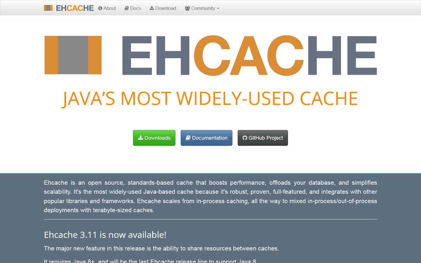 Ehcache 首页截图