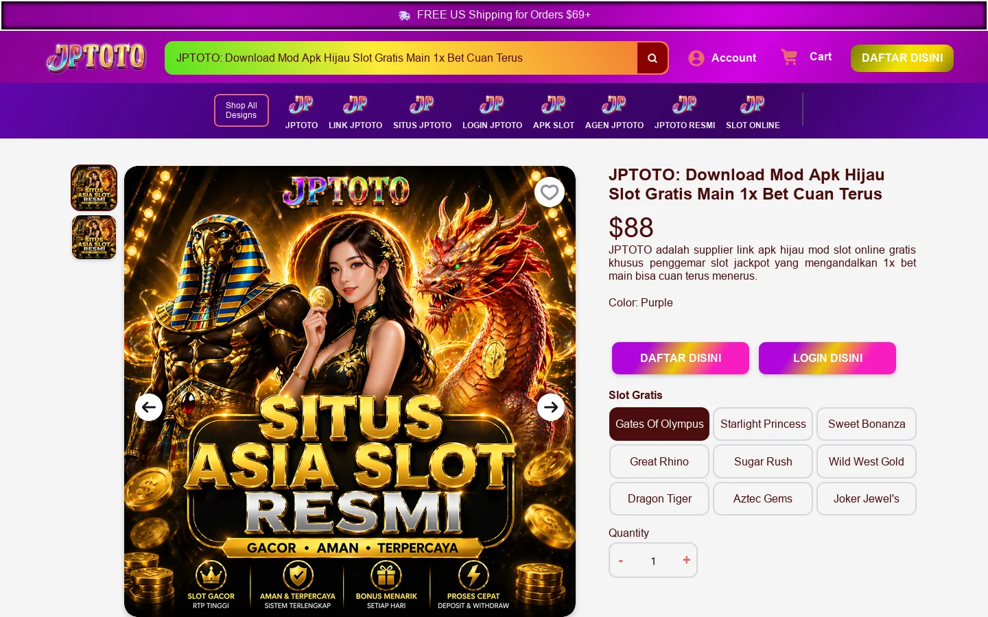 JPTOTO: Download Mod Apk Hijau Slot Gratis Main 1x Bet Cuan Terus 首页截图