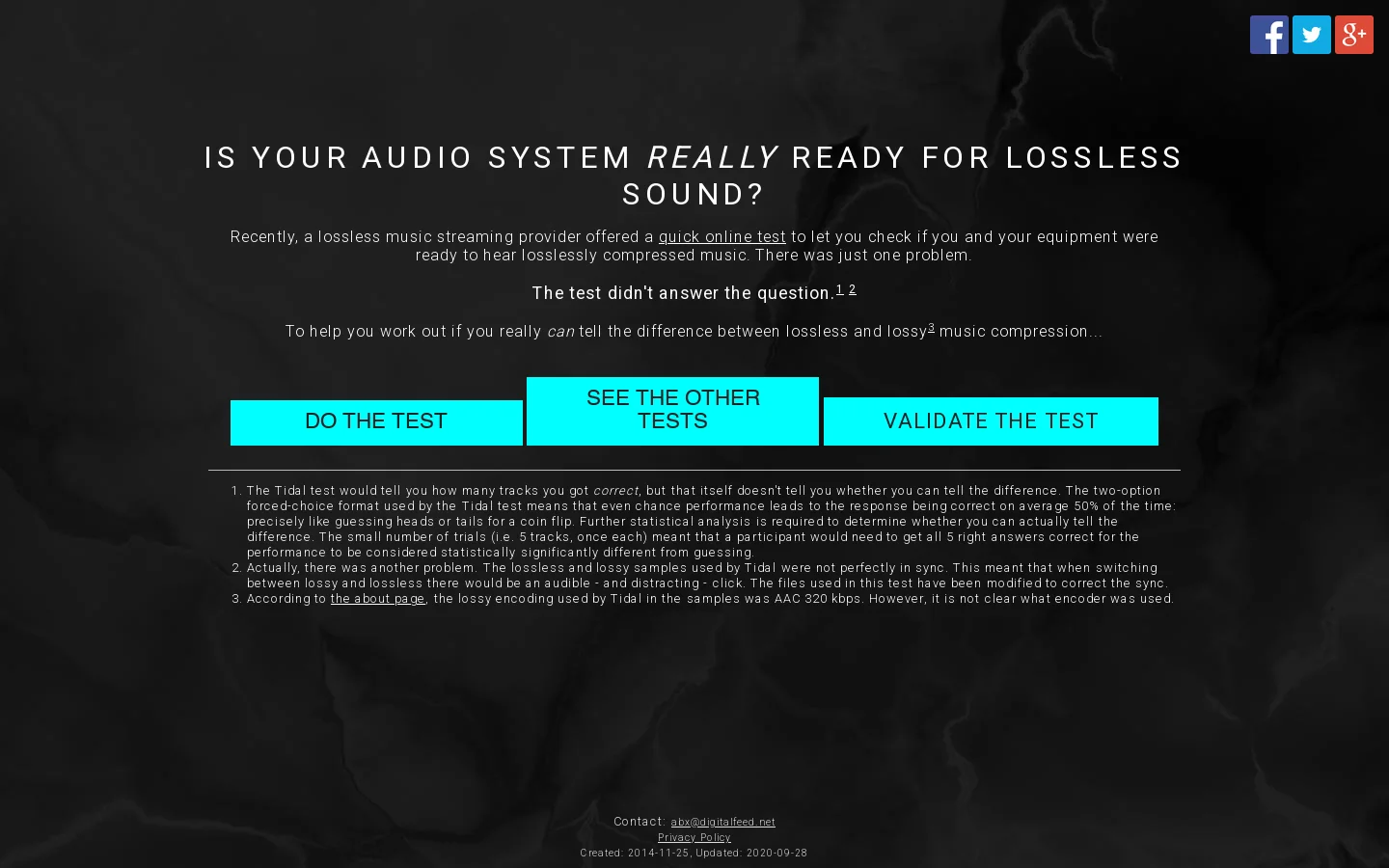 ABX High Fidelity Test à la Tidal 首页截图