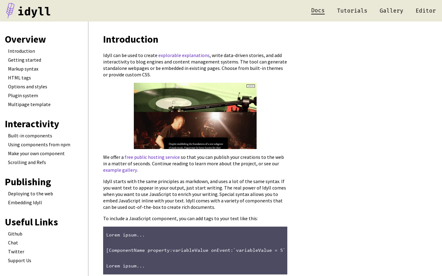 Idyll Documentation | An overview. 首页截图