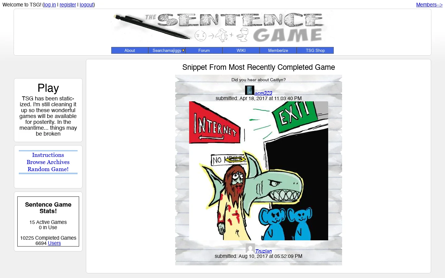 The Sentence Game Online! 首页截图