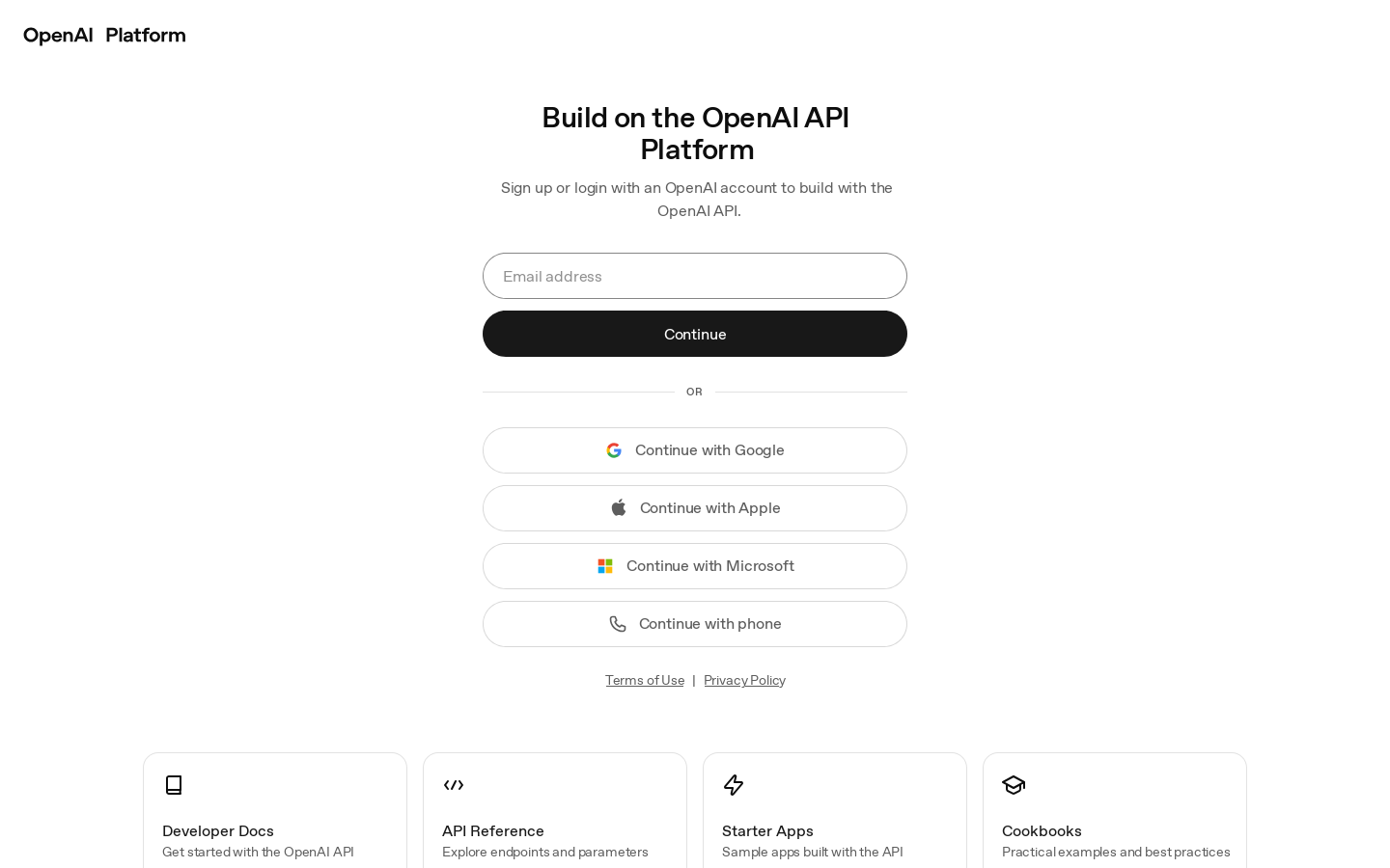 OpenAI Platform 首页截图