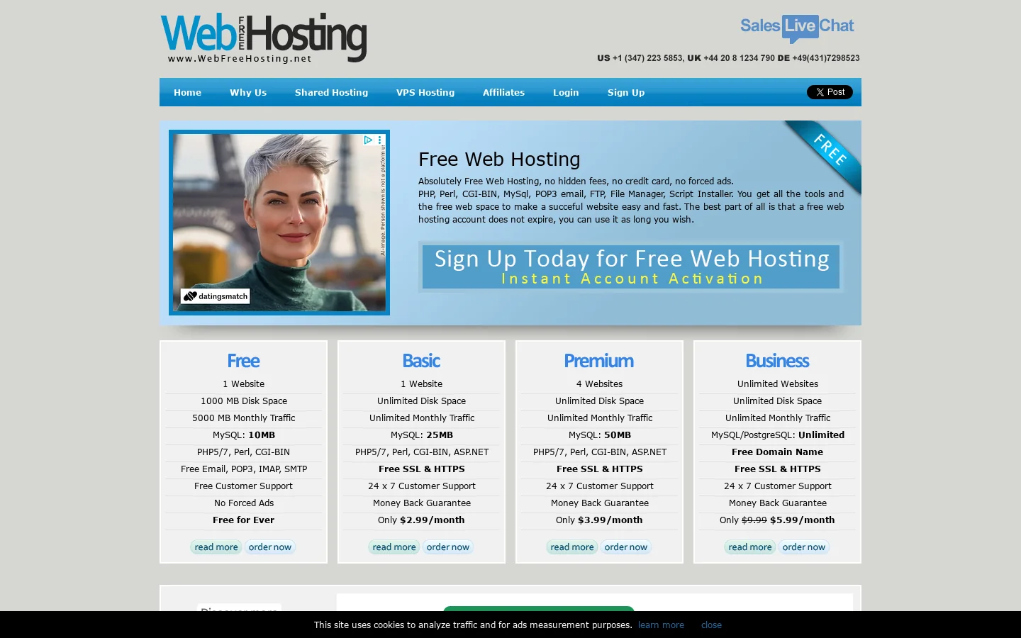 Free Web Hosting - Absolutely Free PHP Mysql Web Hosting with No Ads 首页截图