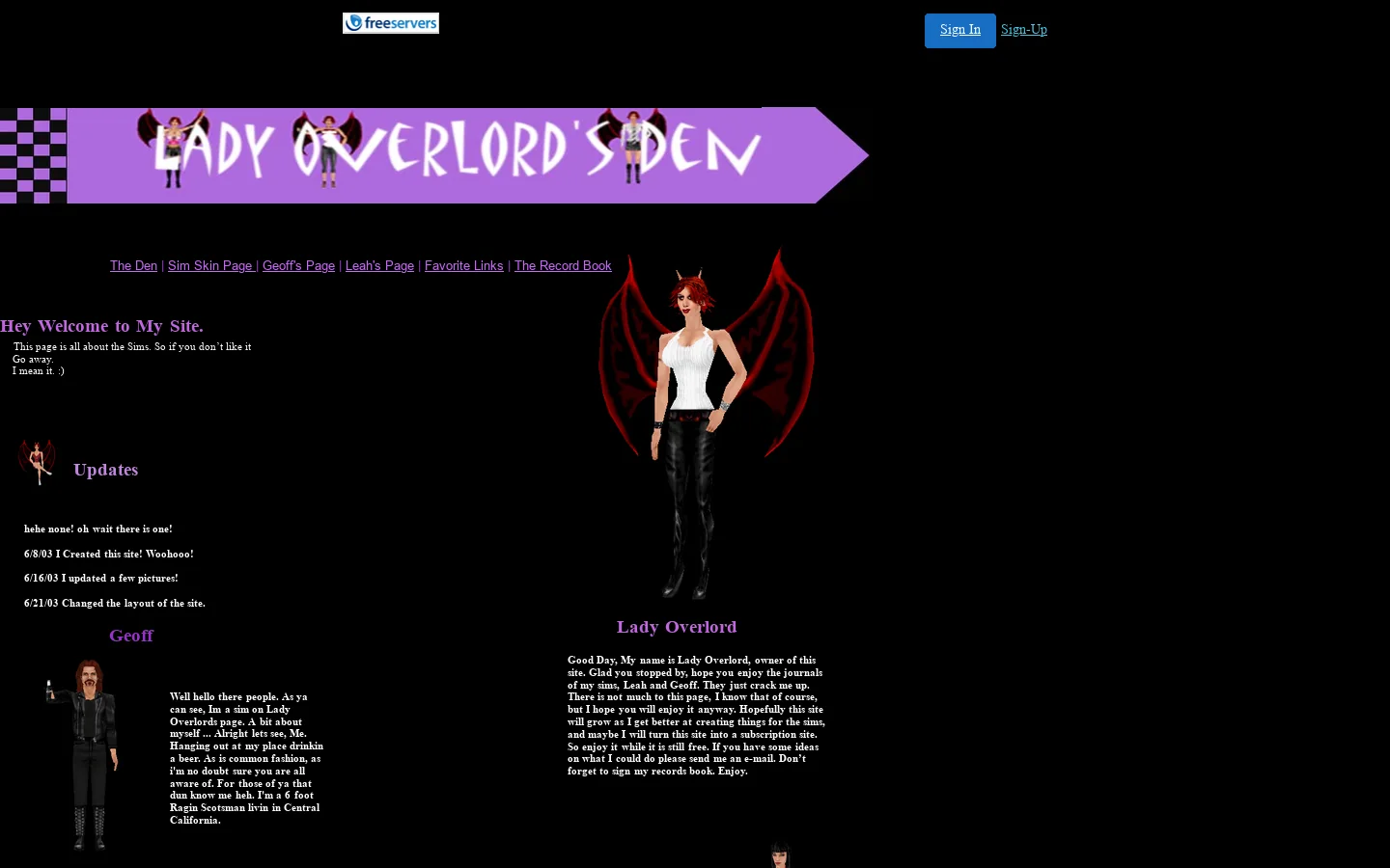 Lady Overlord's Den 首页截图
