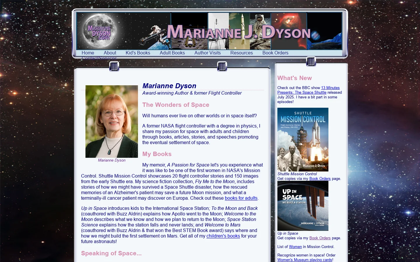 Marianne J. Dyson | Home 首页截图