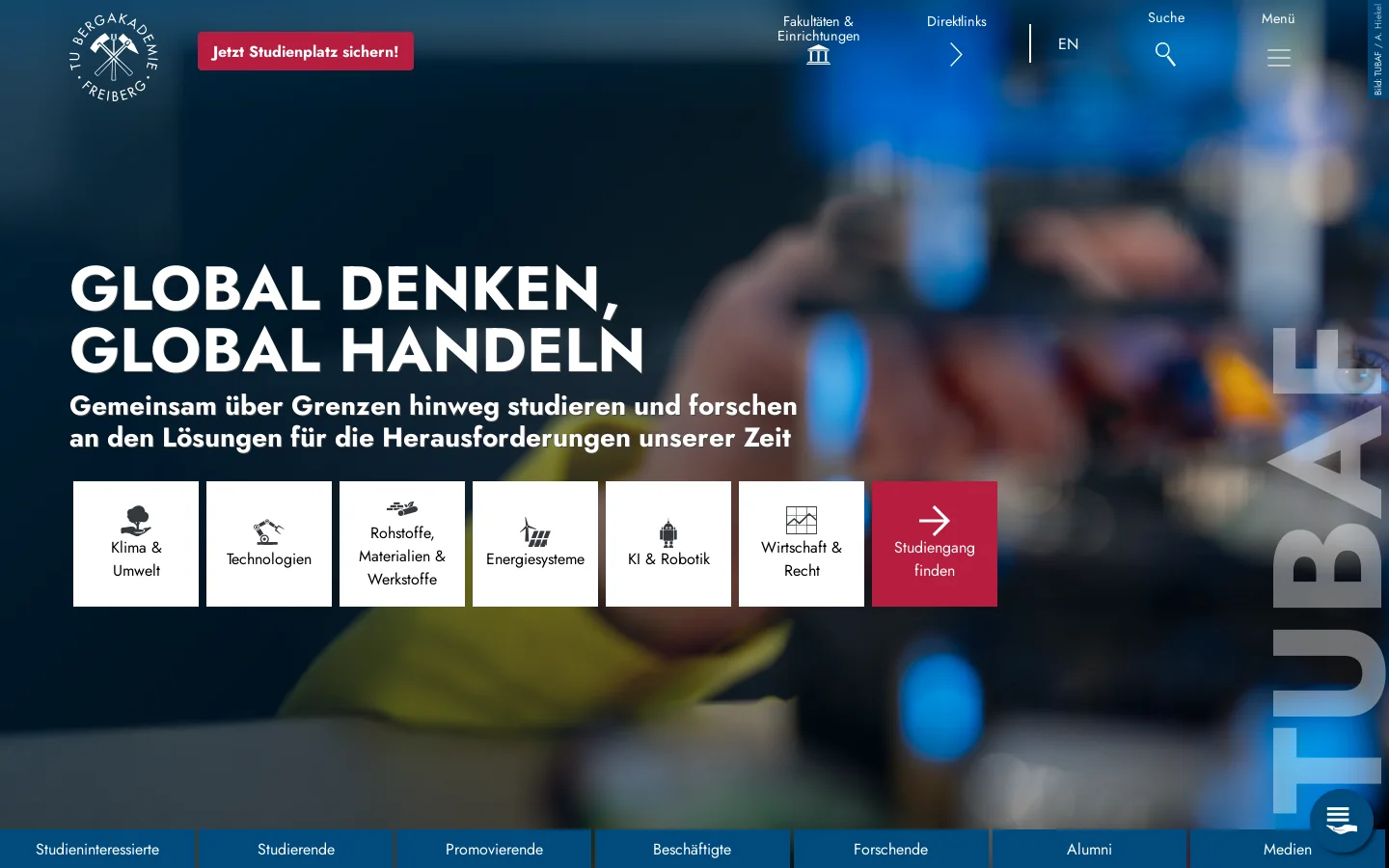 Startseite | TU Bergakademie Freiberg 首页截图