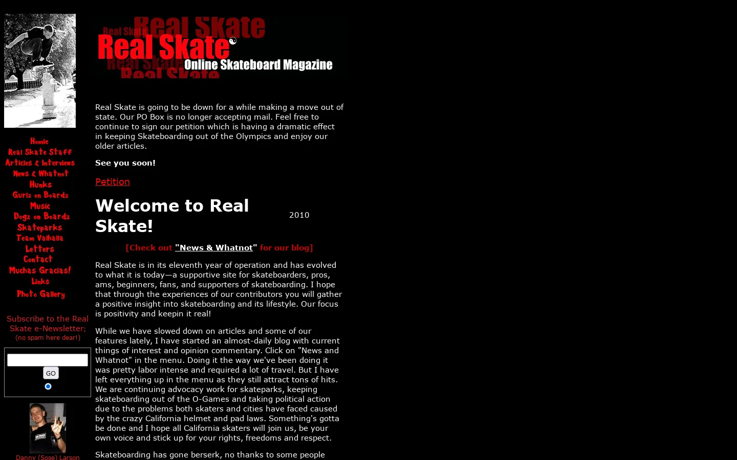 Real Skate Online Skateboard Magazine 首页截图