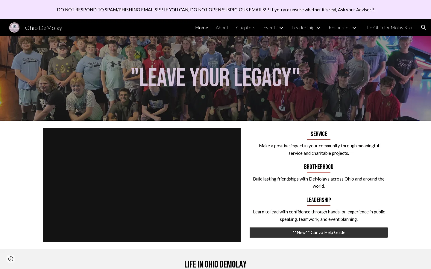 Ohio DeMolay 首页截图