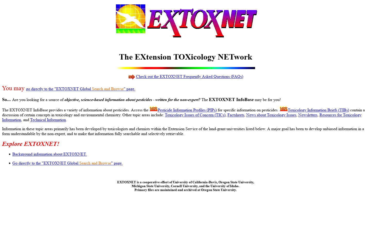 EXTOXNET 首页截图