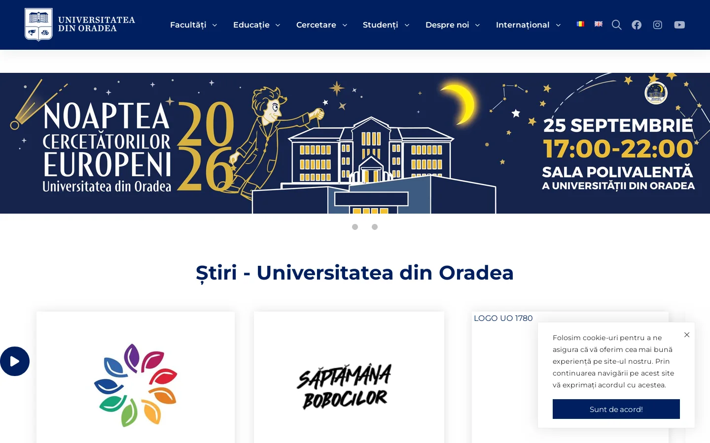 Acasă - Universitatea din Oradea 首页截图