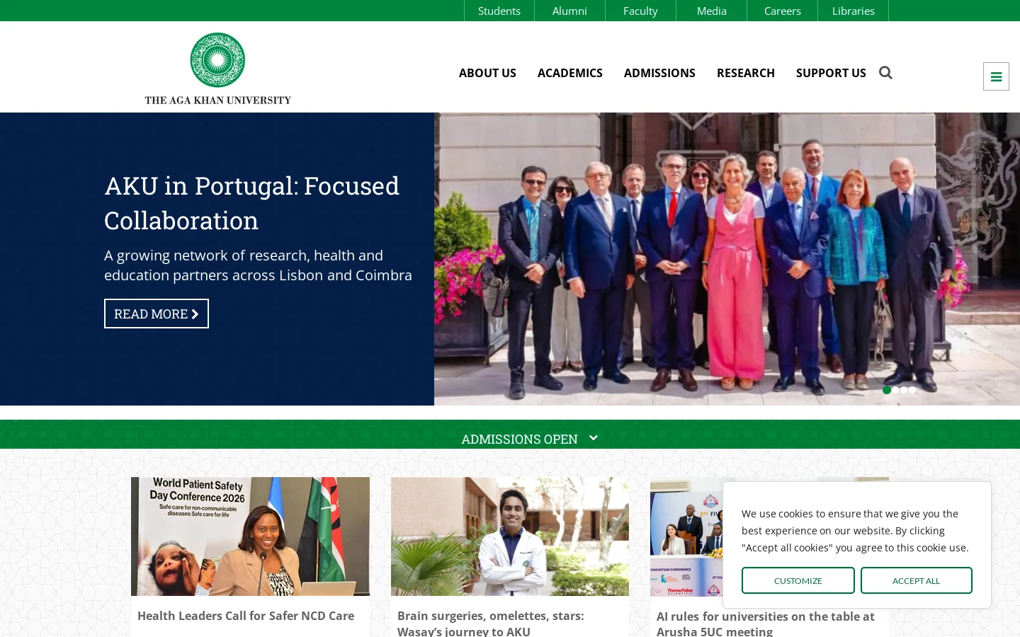 The Aga Khan University 首页截图
