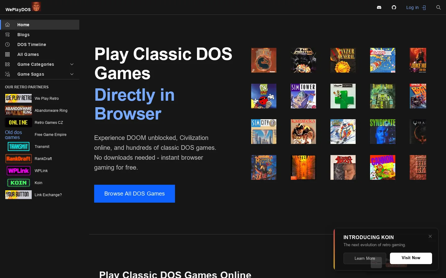 WePlayDOS 首页截图