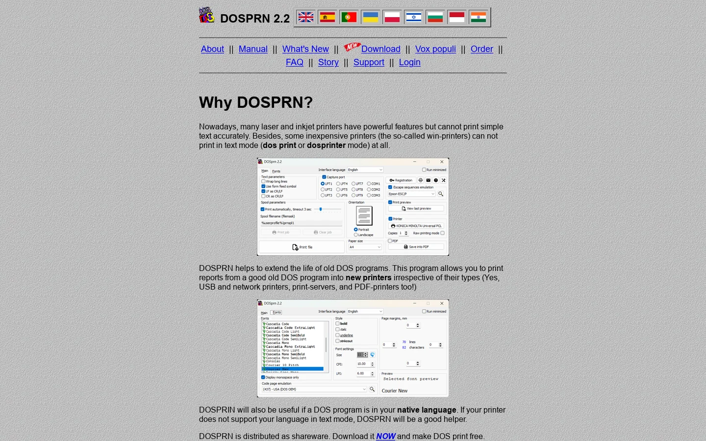 DOS print USB Windows printers 首页截图