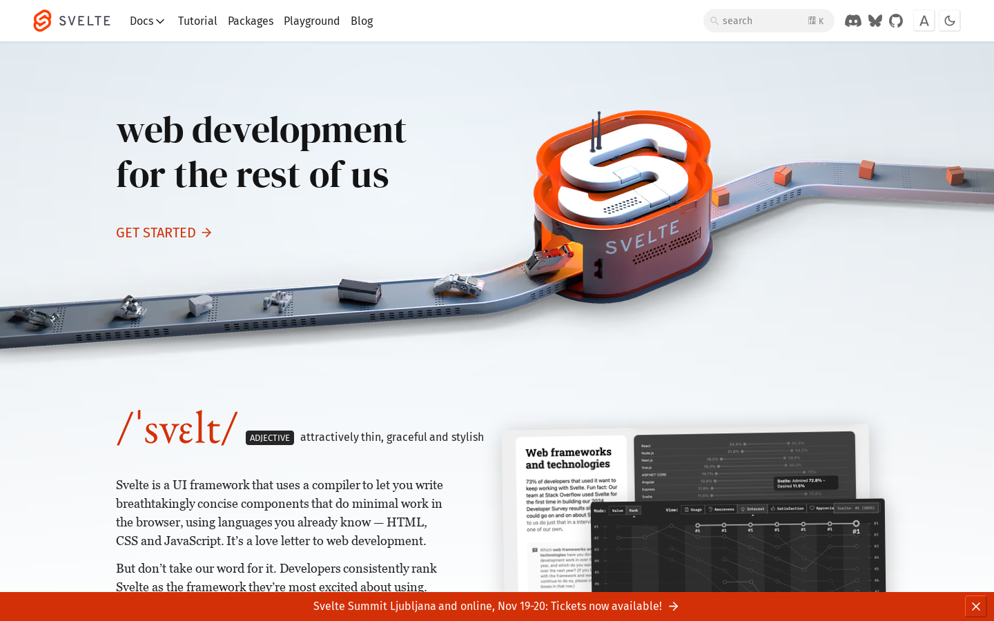 Svelte • Web development for the rest of us 首页截图
