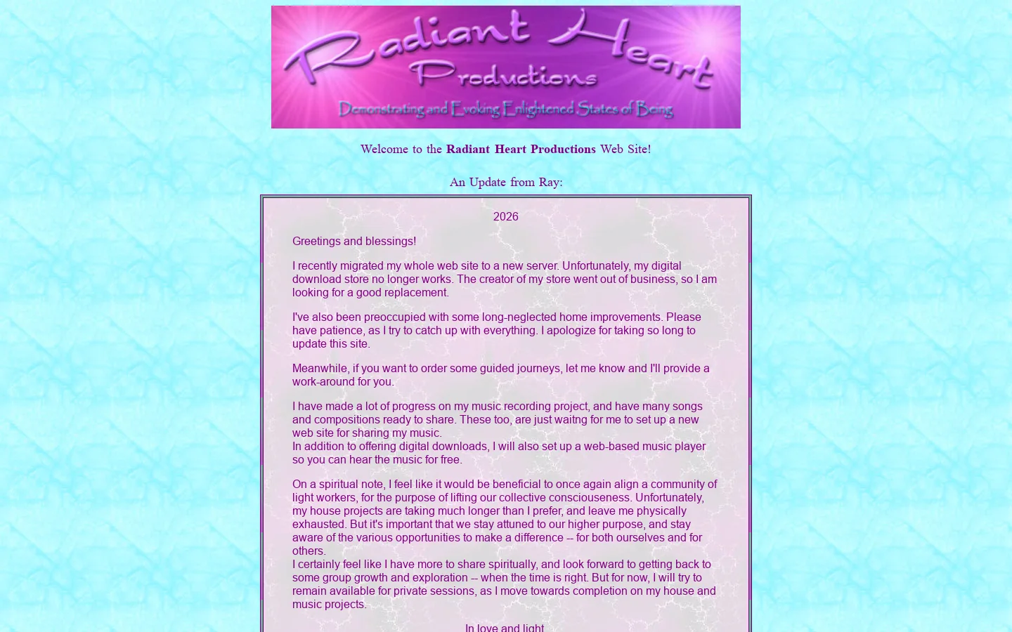 Radiant Heart Productions 首页截图