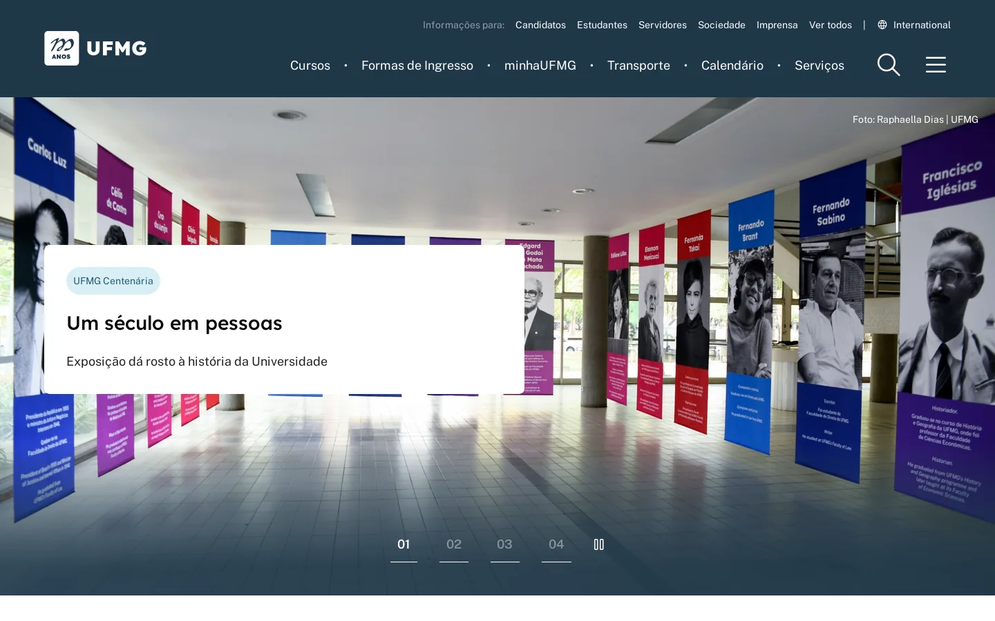 Universidade Federal de Minas Gerais – Liderança regional e nacional em ensino superior gratuito, extensão, cultura, pesquisa científica e geração de patentes em todas as áreas do conhecimento 首页截图