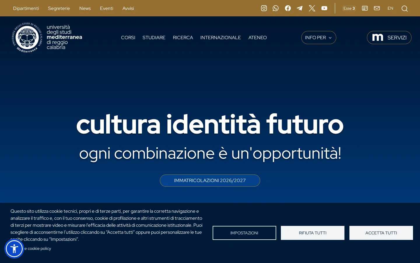 Home Page | Università degli Studi Mediterranea - Reggio Calabria 首页截图
