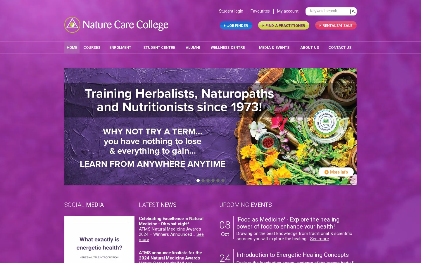 Welcome to Nature Care College, Sydney 首页截图