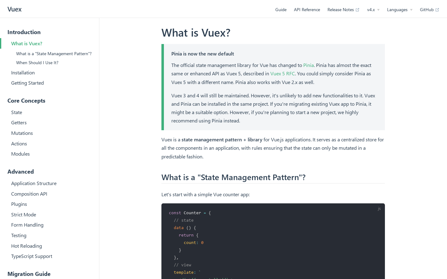 Vuex 首页截图