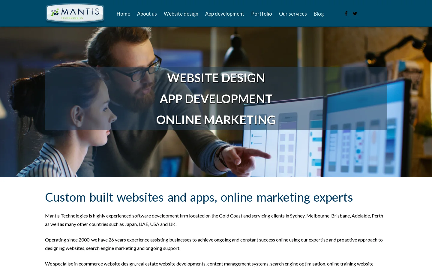 Mantis Technologies 首页截图