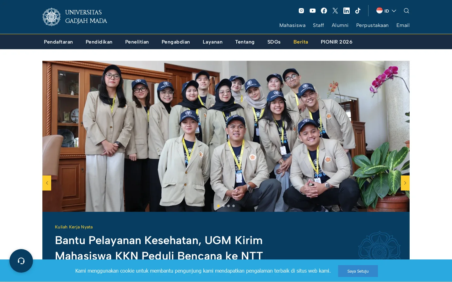 Berita - Universitas Gadjah Mada 首页截图