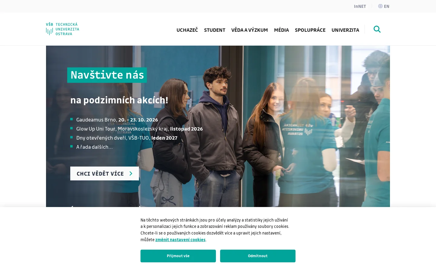 VŠB - Technická univerzita Ostrava - VŠB-TUO 首页截图