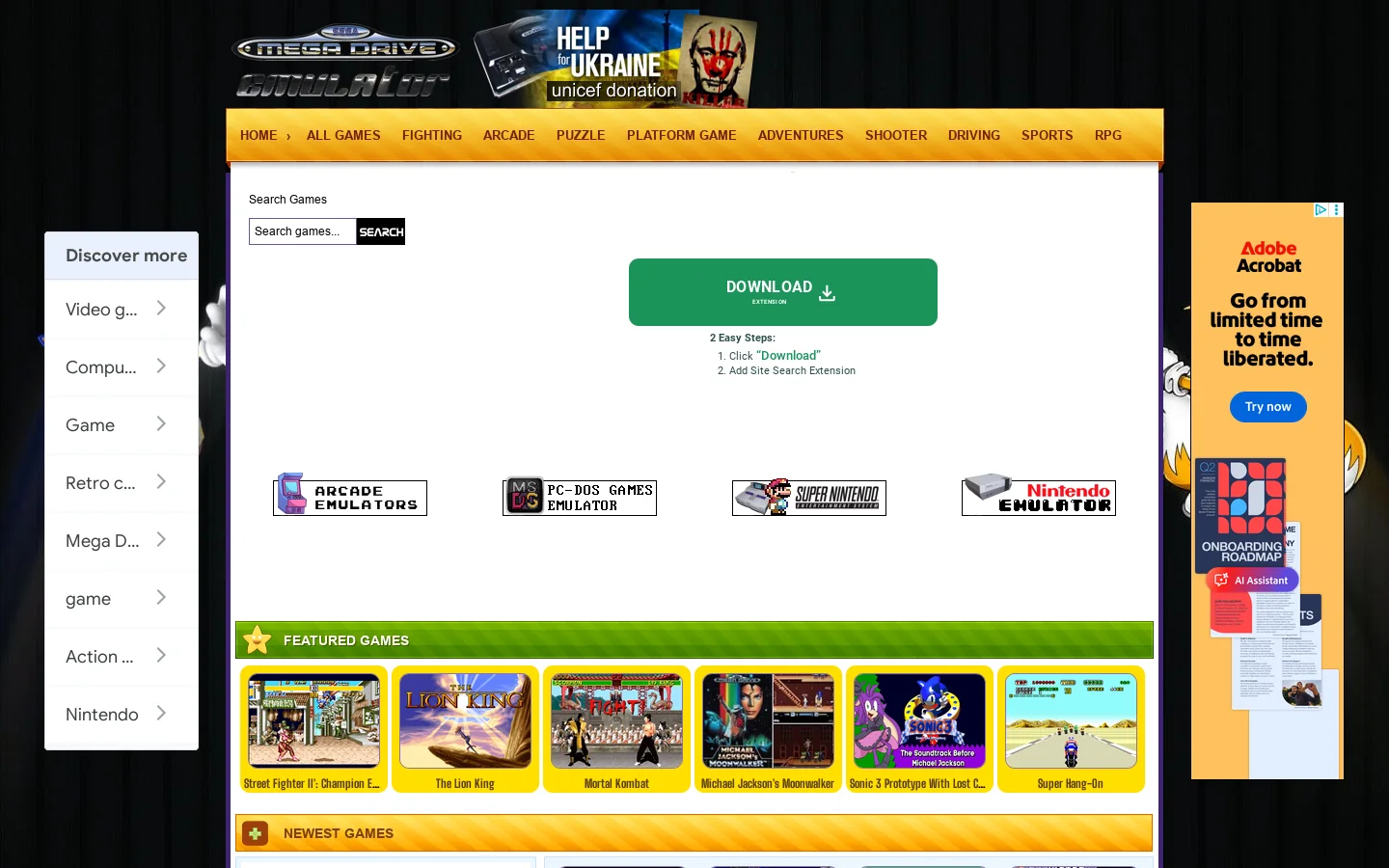 SEGA Online Emulator 首页截图
