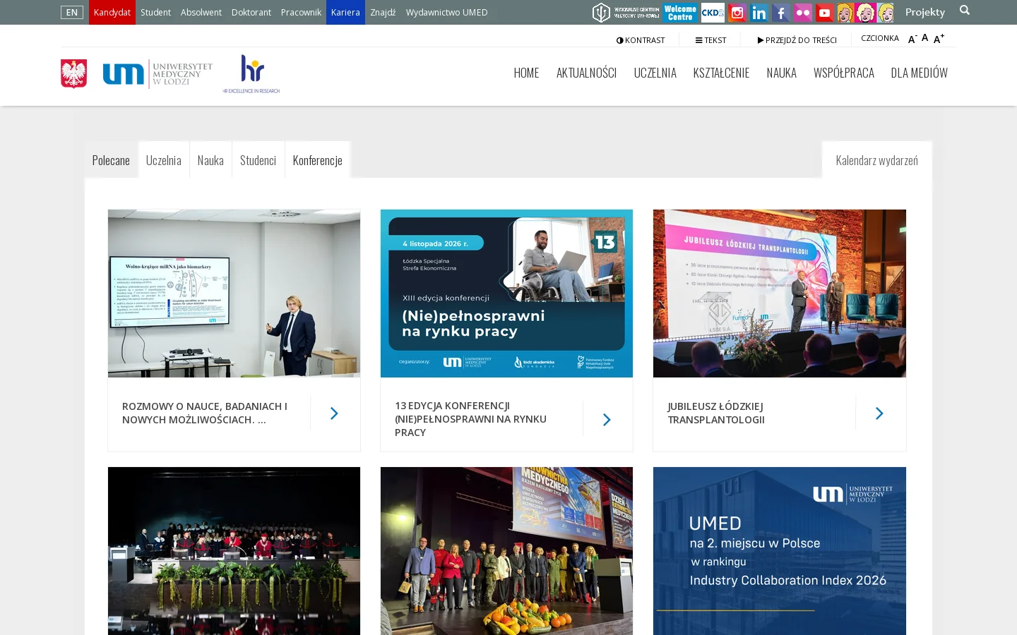 Uniwersytet Medyczny w Łodzi - największa uczelnia medyczna w Polsce 首页截图