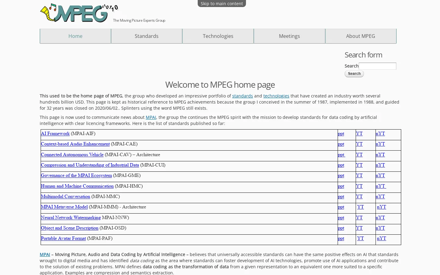 MPEG 首页截图
