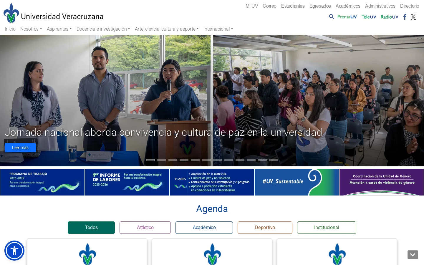 Universidad Veracruzana 首页截图