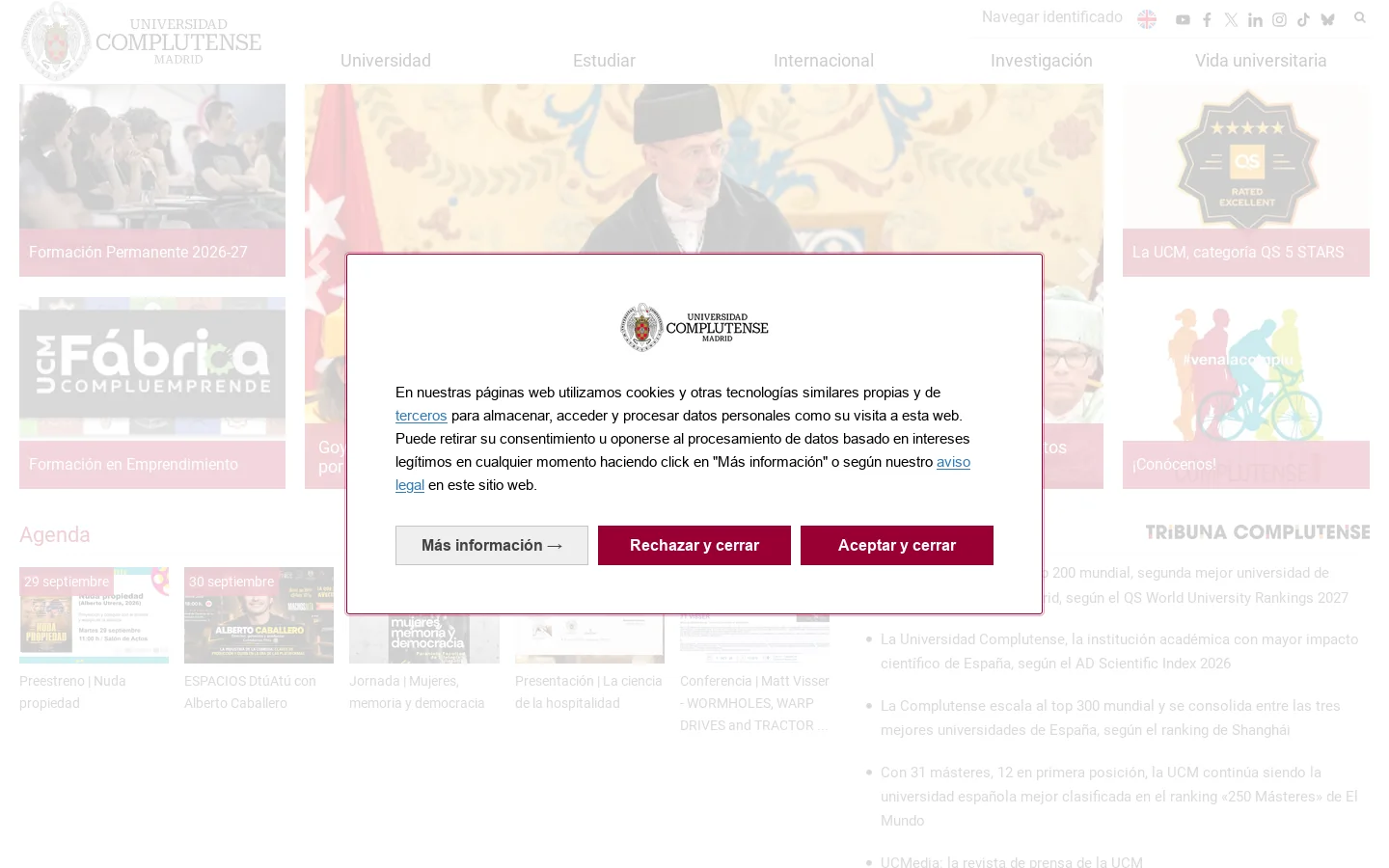 Universidad Complutense de Madrid 首页截图