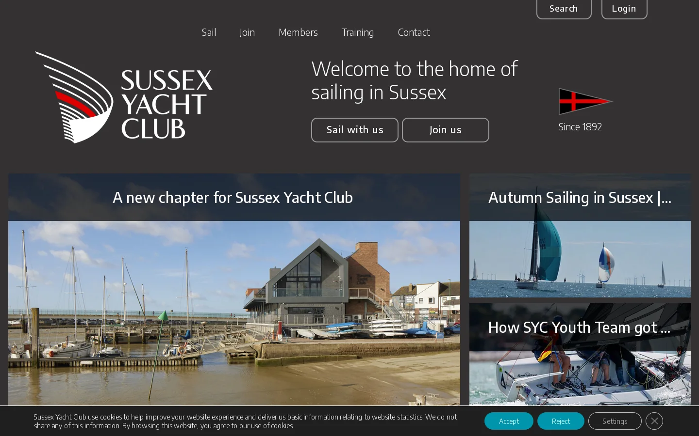 Sussex Yacht Club 首页截图