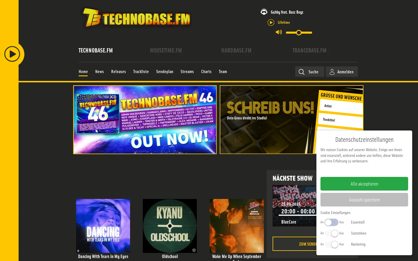 TechnoBase.FM 首页截图
