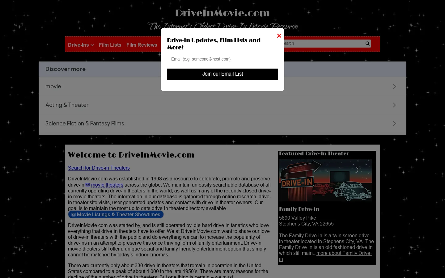 Drive-ins and Drive-in Movie Theater Directory 首页截图