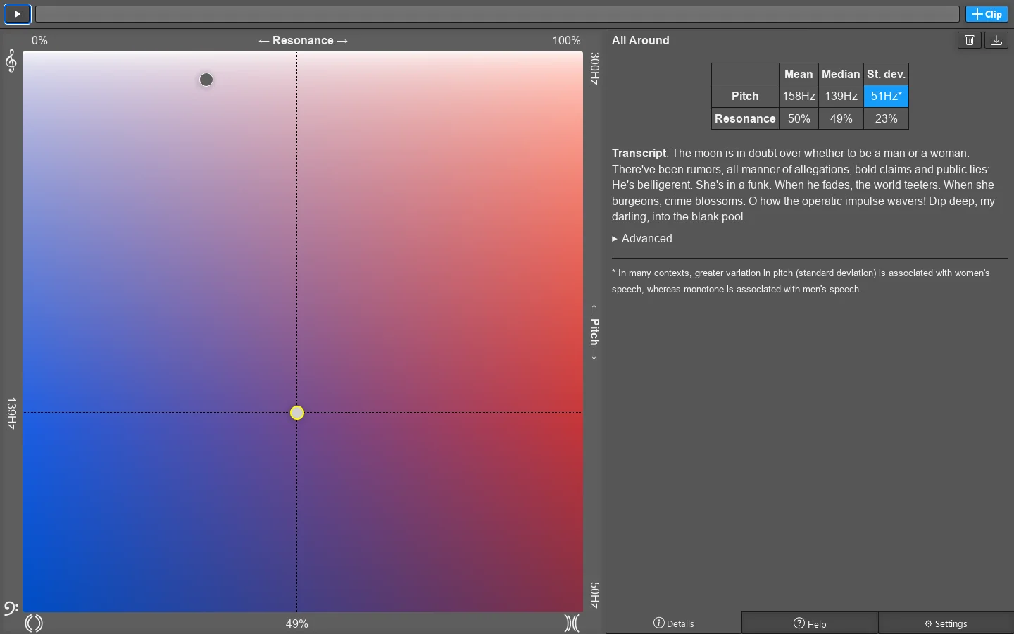 Acoustic Genderspace Viewer 首页截图