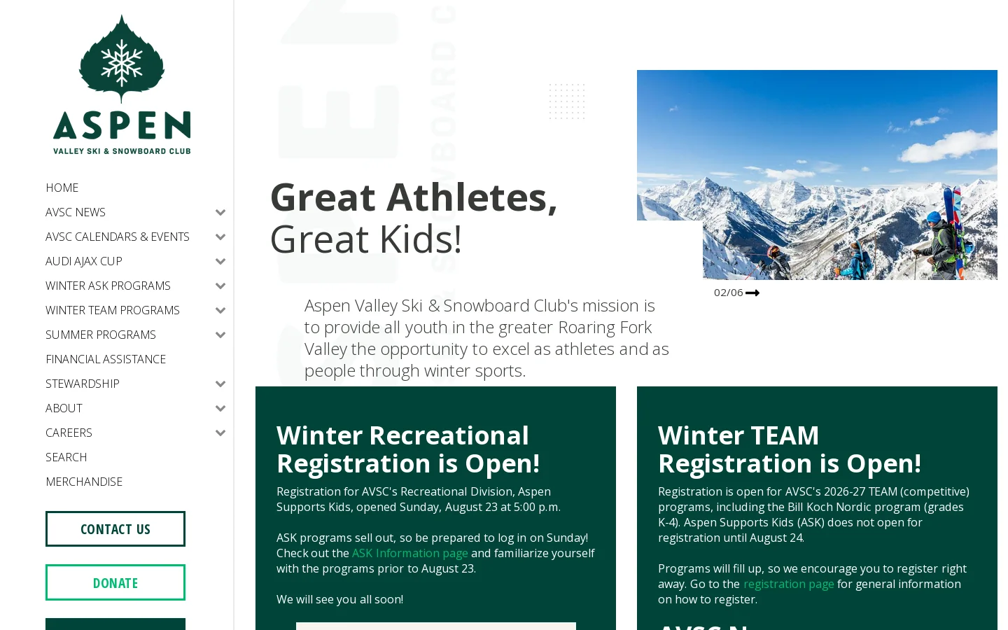 Aspen Valley Ski & Snowboard Club - Aspen Valley Ski & Snowboard Club 首页截图