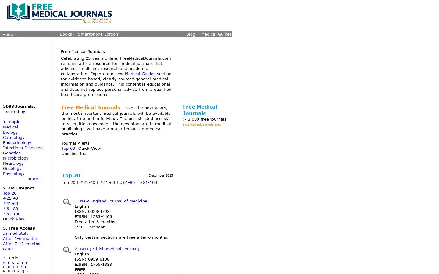 Free Medical Journals 首页截图
