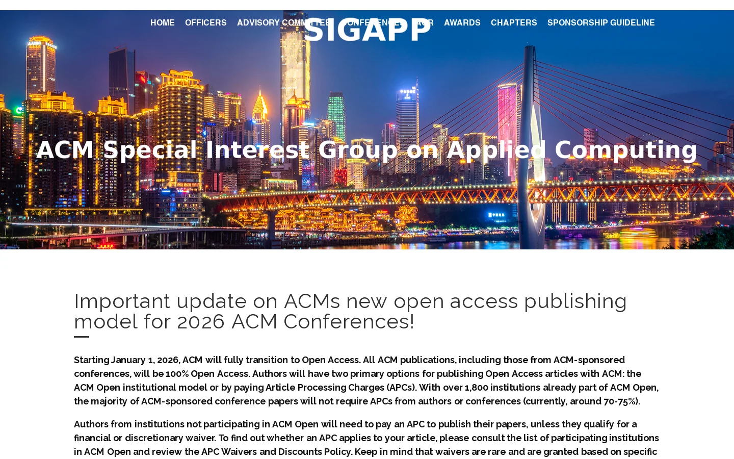 ACM SIGAPP Page 首页截图