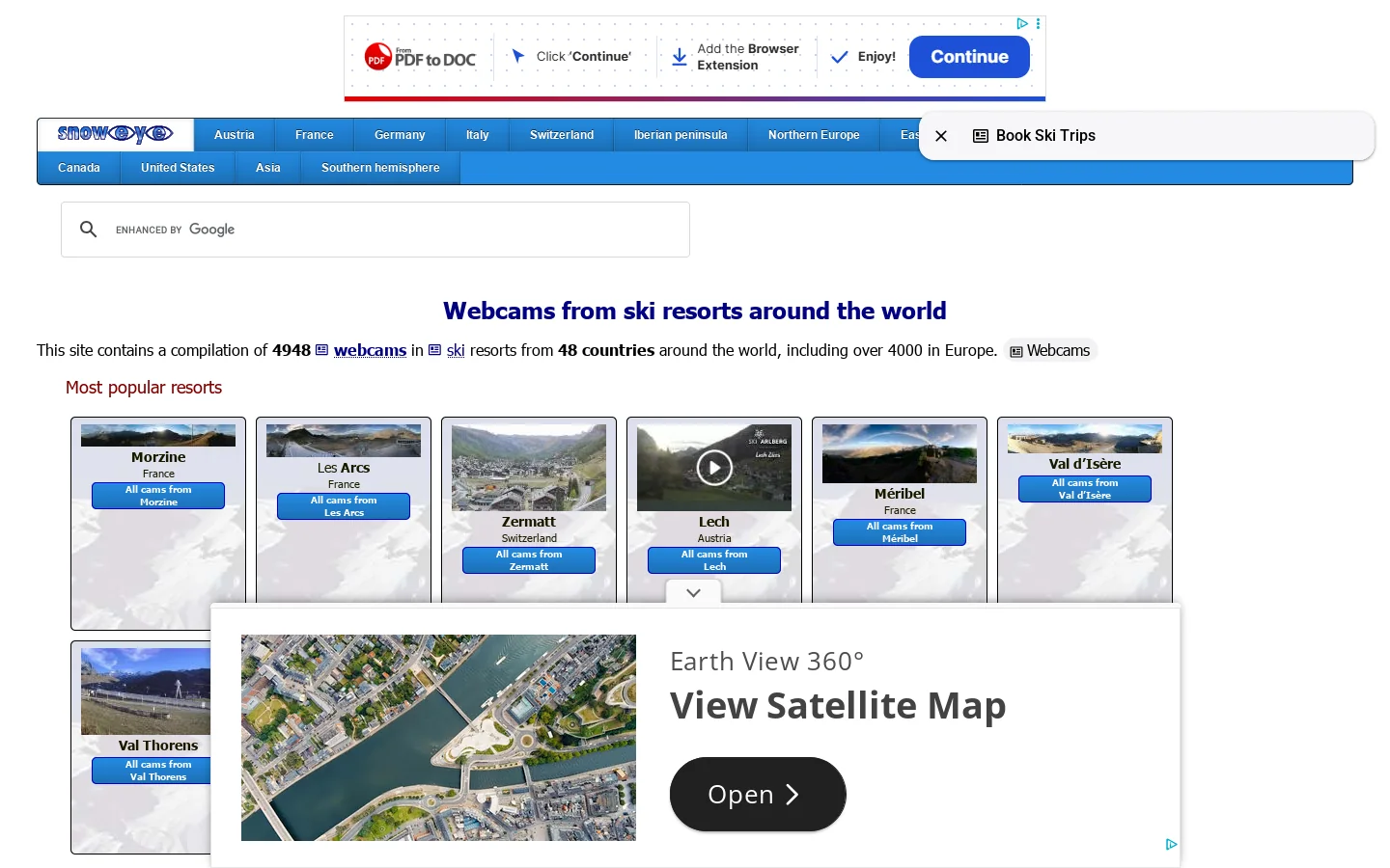 Over 5000 webcams from ski resorts around the world 首页截图