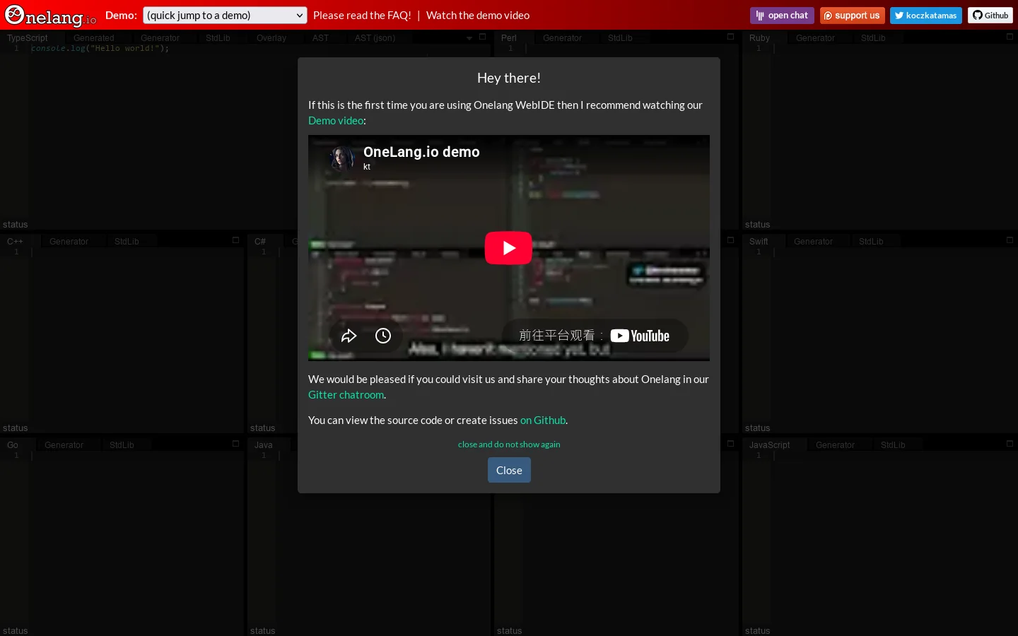 OneLang ide.onelang.io OneLang helps developers write, search, review, test, or manage code and projects. ↗ 首页截图